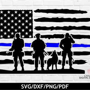 Thin blue line svg, Police silhouette svg, Thin blue line flag png, First responder svg, Back the blue svg, Distressed USA flag svg