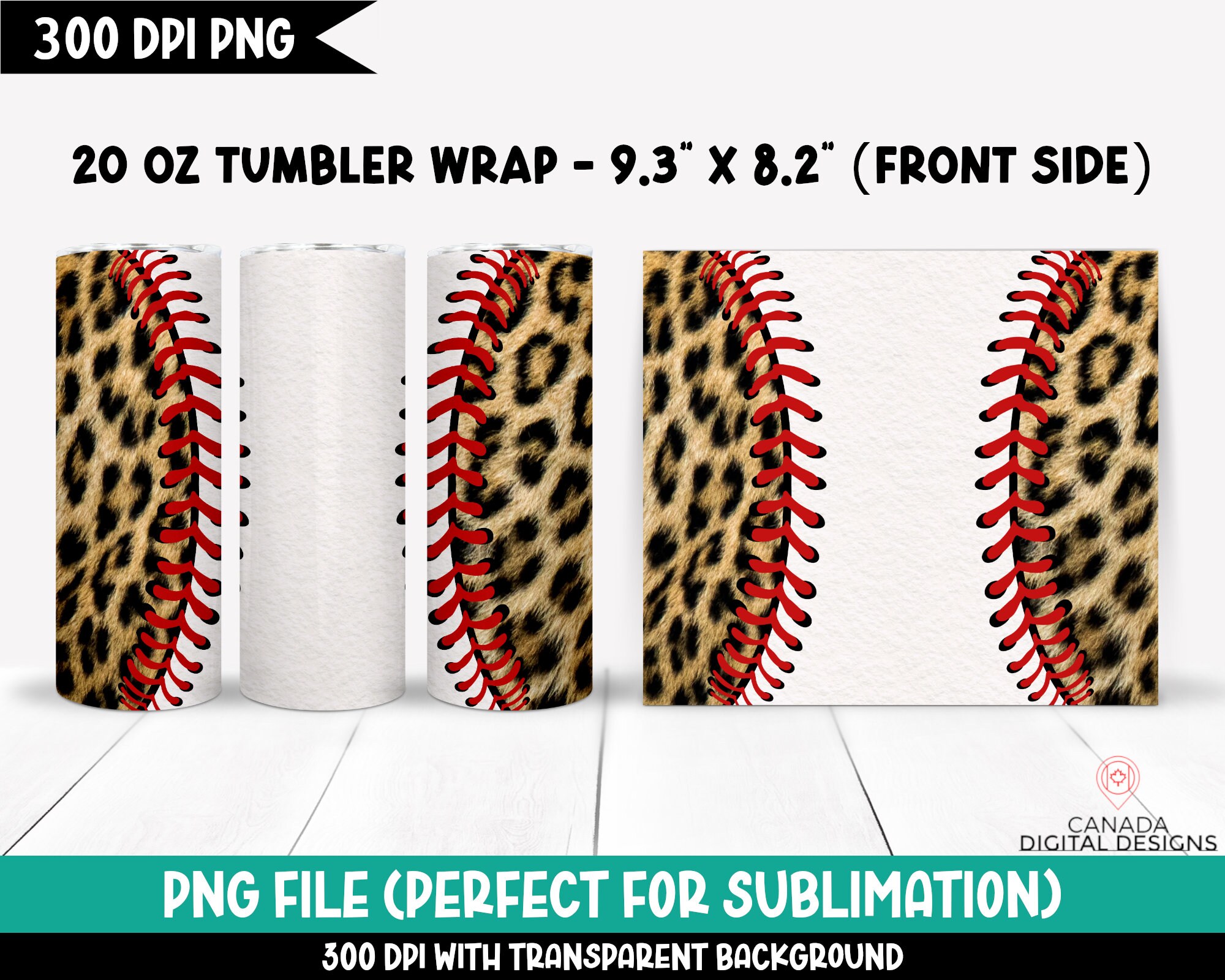 Leopard baseball png, 20 oz skinny tumbler wrap png, Baseball tumbler wrap, Baseball stitch png, Seamless tumbler sublimation