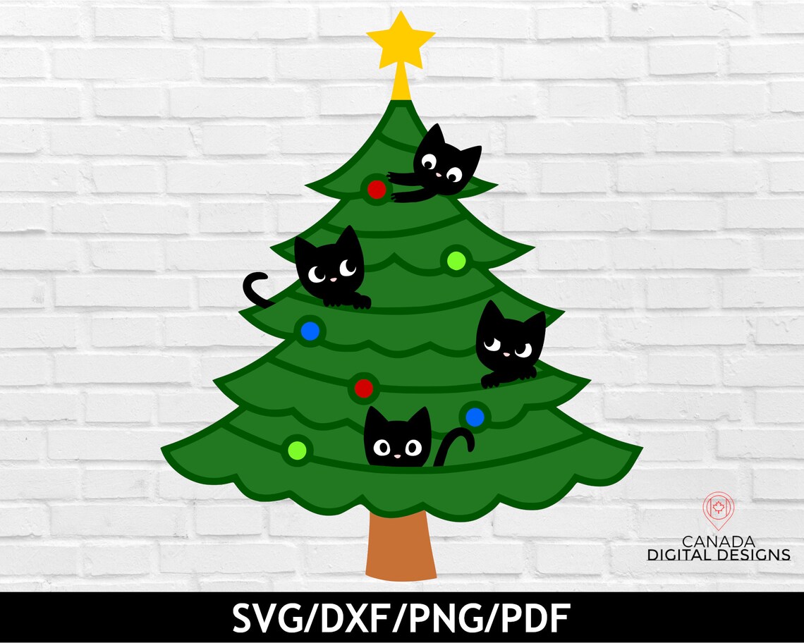 Cat Christmas Tree Svg Meowy Christmas Svg Cat Christmas Etsy