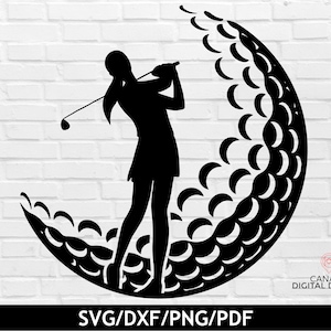 Silueta de golf svg, golfista femenina png, toalla de golf svg, golfista jubilado svg, golf retro svg, pelota de golf svg, golf femenino svg, svg dxf png