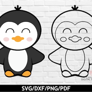 Cute penguin svg, Cartoon penguin clipart, Baby penguin cut file, Layered penguin svg, Penguin tshirt design, Cricut svg files