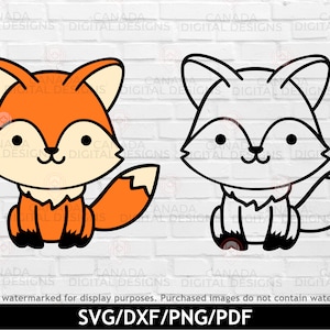 かわいいキツネの svg、森の動物の svg、森の動物の svg、Cricut 用のレイヤー化されたキツネの svg、キツネのクリップアート、キツネの png、キツネの昇華ファイル、シルエットの svg