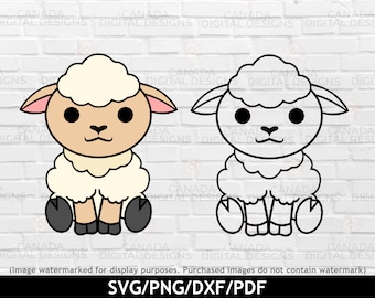 Cute sheep svg, Farm animal svg, Cartoon sheep clipart, Baby lamb cut file, Layered sheep svg, Cricut svg files, Silhouette file