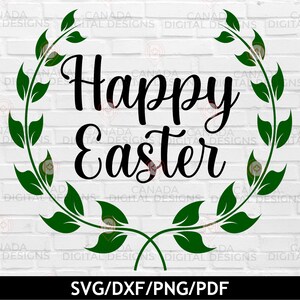 Happy Easter svg, Easter wreath cut file, Rustic Easter sign design, Easter home decor, Easter colored svg, Cricut svg, Silhouette svg