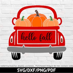 Fall farmhouse sign svg, Hello fall svg, Vintage truck with pumpkin svg, Thanksgiving cut file, Fall porch sign svg, Cricut svg file