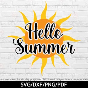 Hello summer svg, Sunshine svg, Farmhouse sign svg, Sun clipart, Sunshine cut file, Hello summer vector, Cricut svg files, Silhouette file
