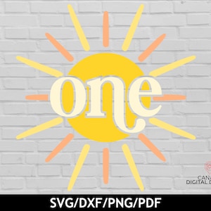 Sonne eins svg, Sonne mit Strahlen svg, Sonne erster Geburtstag svg, Erster Geburtstag Outfit-Design, Erste Reise um die Sonne svg, svg png dxf pdf