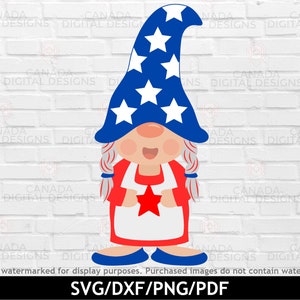 4th of July gnome svg, Cute gnome girl svg, Layered svg, Fourth of July png, Independence day svg, USA svg, Cricut svg file, Silhouette file