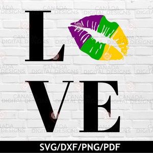 Mardi Gras svg, Love svg, Fat Tuesday svg, Beijo lábios svg, design de camisa de Mardi Gras, arquivos Cricut svg, clipart de Nova Orleans, Mardi Gras 2022