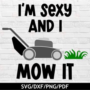 I'm sexy and I mow it svg, Lustiges Vatertagssvg, Rasenmäher svg, Dad life svg, Vatertag Schnittdatei, Lustige Vatertag Tasse svg png dxf