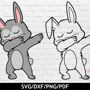 Dabbing rabbit svg, Cool Easter bunny clipart, Cartoon bunny svg, Kids Easter basket svg, Layered bunny svg, Cricut svg file