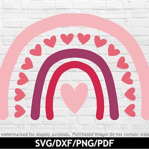 Heart rainbow svg, Boho rainbow svg, Valentines rainbow svg, Kids valentine shirt png, Hand drawn rainbow svg, svg png dxf pdf