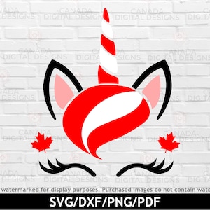 Canada unicorn face svg, Cute Canada day svg, Unicorn png, Canadian flag svg, Patriotic unicorn clipart, Maple leaf svg, Cricut svg files
