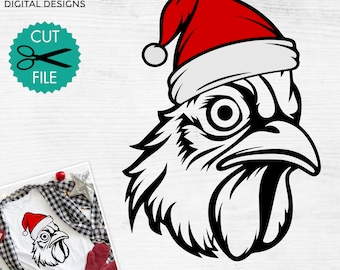 Christmas Chicken Santa Hat SVG: Holiday Animal Cut File (Digital Download)