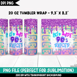 80er 90er 90er aufgezogen png, 90er Tumbler Wrap png, 20 oz skinny tumbler png, 90s retro design, Dripping Glitter Tumbler Sublimation Design Bild 4