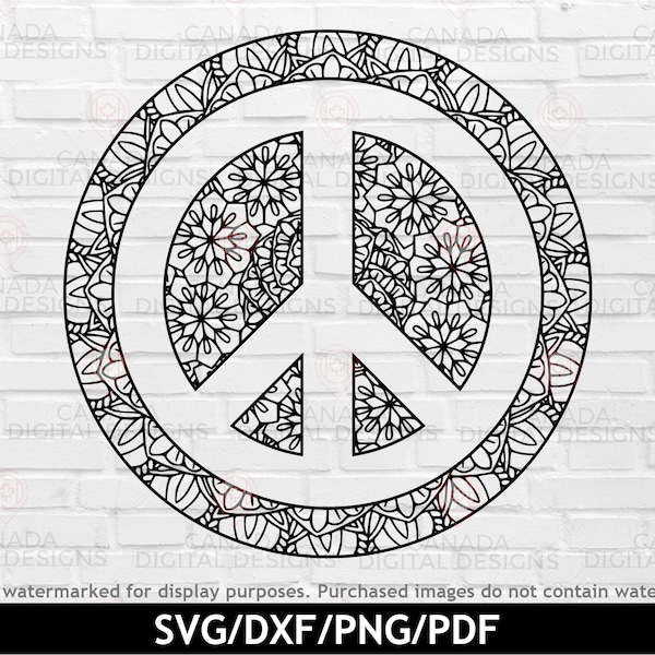 Peace sign mandala svg, Intricate svg, Mandala art, Peace sign svg, Intricate mandala svg, Cricut svg files, Silhouette file