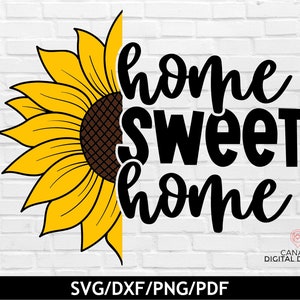 Lar doce lar svg, citação de girassol svg, sinal de varanda de girassol em camadas svg, contorno de girassol, sinal de boas-vindas svg, svg dxf pdf pdf