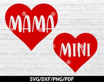 Mama and mini svg, Mama heart svg, Mom and daughter svg, Mommy and me matching shirts svg, Toddler shirt svg, Mothers day svg, Cricut