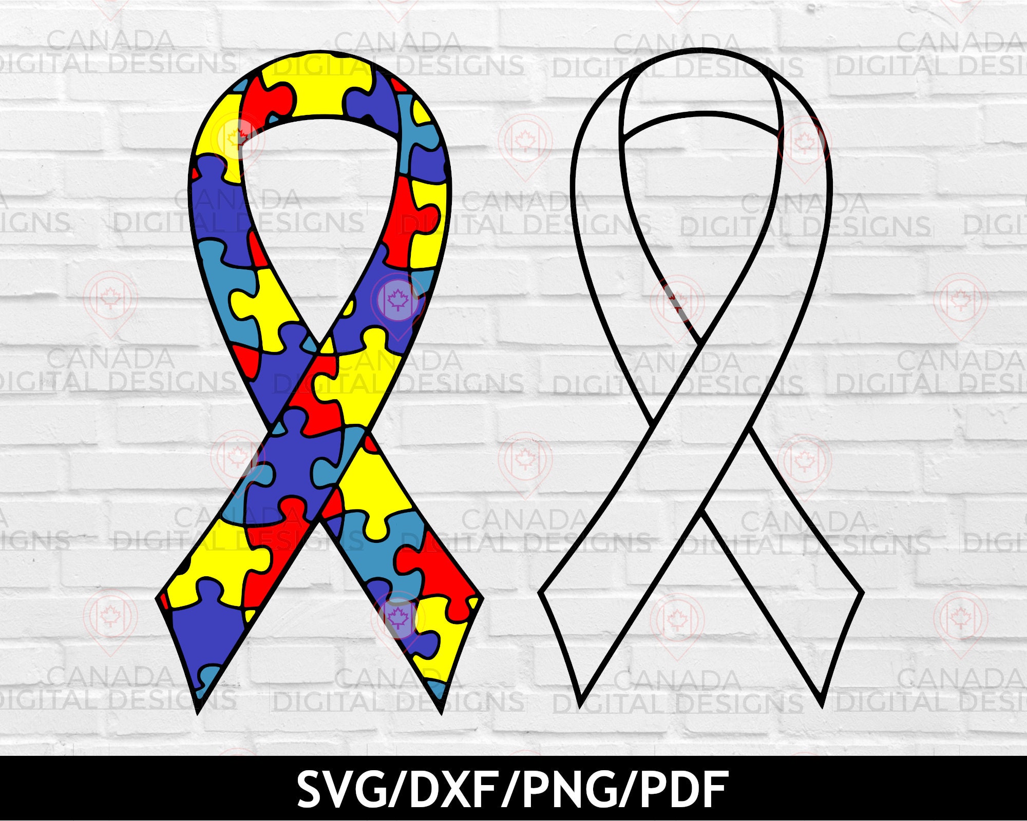 Autism ribbon svg Autism awareness svg Puzzle ribbon svg | Etsy