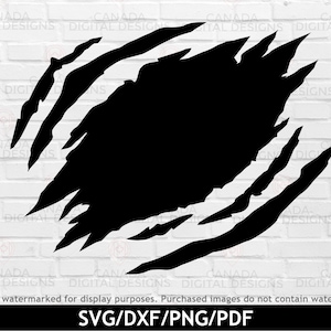 Camicia strappata svg, Strappato png, Graffi svg, Camicia strappata png, Segno di artiglio svg, Graffi di dinosauro svg, Strappato aperto svg, svg dxf png pdf