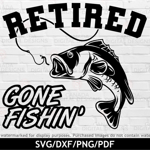 Retired gone fishing svg, Retirement svg, Bass fishing svg, Retired 2023 svg, Fishing retirement svg, Gone fishing png, Cricut svg files