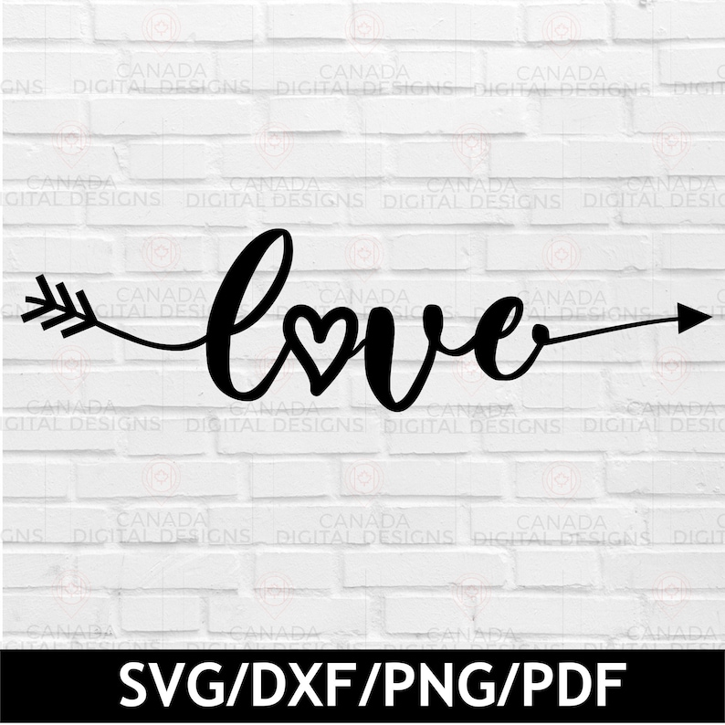 Love Script Svg, Heart and Arrow Svg, Valentine Clipart, Love Script ...