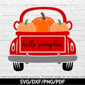 Fall farmhouse sign svg, Hello pumpkin svg, Vintage truck with pumpkin svg, Thanksgiving cut file, Fall porch sign svg, Cricut svg file
