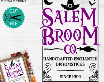 Salem Broom Company signe svg, Halloween ferme signe svg, Salem Broom Co svg, Balai de sorcière svg, Chemise d’Halloween svg, svg png dxf pdf