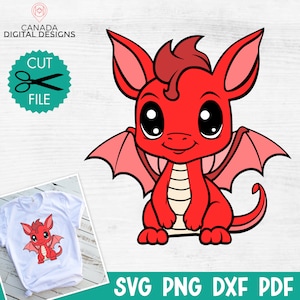 Cute dragon svg, Mythical animals clipart, Cartoon dragon svg, Baby dragon print, Year of the dragon svg, Layered dragon svg
