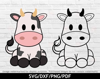 Cute cow svg, Farm animal svg, Cartoon cow clipart, Baby cow cut file, Layered cow svg, Cow tshirt design, Cricut svg files, Silhouette file
