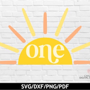 Primo compleanno del sole in formato SVG, Sole uno in formato SVG, Design del vestito per il primo compleanno, Primo giro intorno al sole in formato SVG, Sole con raggi in formato SVG, SVG PNG DXF PDF