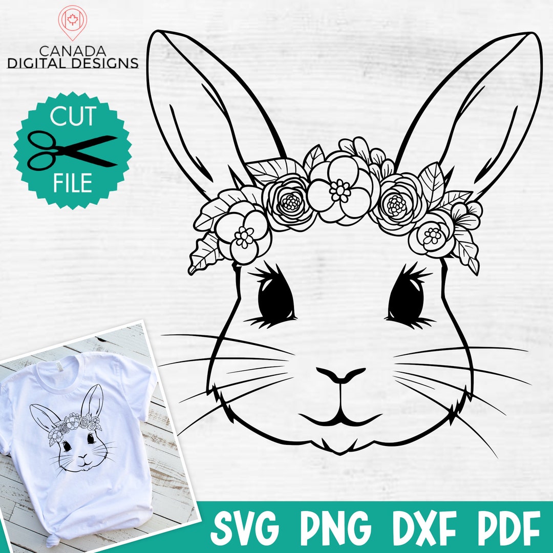 Floral Easter Bunny Svg, Bunny Face Svg, Happy Easter Svg, Spring Svg ...