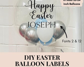 Easter Personalised Balloon Label, DIY Easter Balloon Stickers, Large Balloon Decal to fit 22 & 24 inch balloons