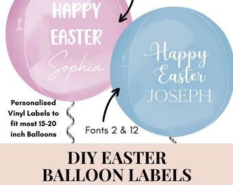 Personalised Easter Balloon Label: DIY Vinyl Sticker for 15"-20" inch, Balloon Decal