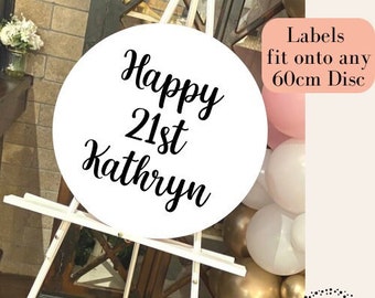 DIY Round Sign Vinyl Sticker Labels: to fit 60cm Acrylic Circle Party Welcome Board