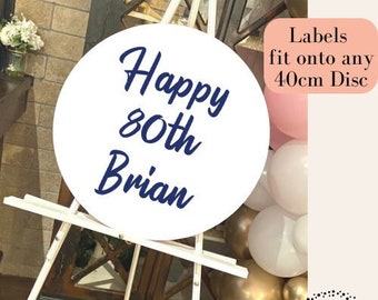 DIY Round Sign Vinyl Sticker Labels: to fit 40cm Acrylic Circle Party Welcome Board