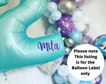 Number Balloon Personalised Label, DIY Balloon Decal, Large Foil Number Balloon Sticker