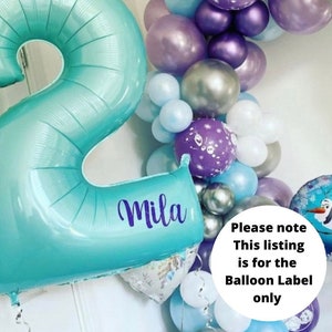 Number Balloon Personalised Label, DIY Balloon Decal, Large Foil Number Balloon Sticker image 1