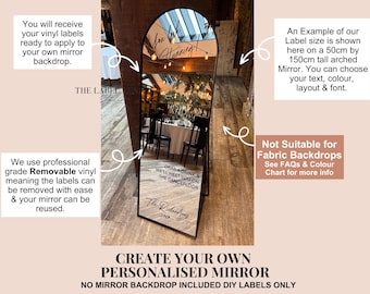 Personalised Wedding Mirror Welcome Sign Vinyl Labels: DIY Removable Decals