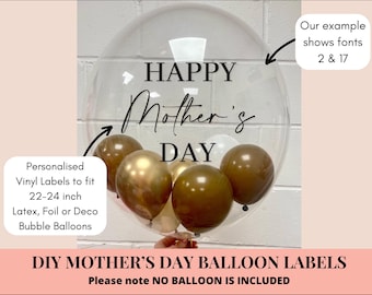Personalised Mother's Day Balloon Vinyl Label: DIY 22-24" Balloon Sticker Decal