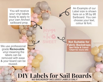Birthday Party Sailboard Vinyl Decals: DIY Arch Backdrop Stickers, Event Signage Label