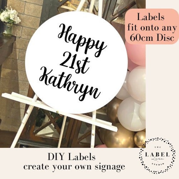 DIY Round Sign Vinyl Sticker Labels: to fit 60cm Acrylic Circle Party Welcome Board