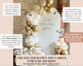 Custom Create Your Own Sailboard Vinyl Decal: DIY Arch Backdrop Sticker, Event Signage Label