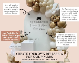 Custom Create Your Own Sailboard Vinyl Decal: DIY Arch Backdrop Sticker, Event Signage Label