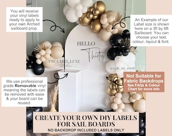 Create Your Own Sailboard Label, Hello Thirty: DIY Arch Backdrop Sticker, Event Signage Vinyl Decal