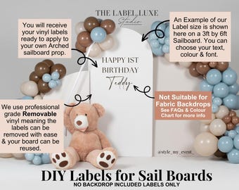 Birthday Party Sailboard Vinyl Decal: DIY Arch Backdrop Sticker, Event Signage Label