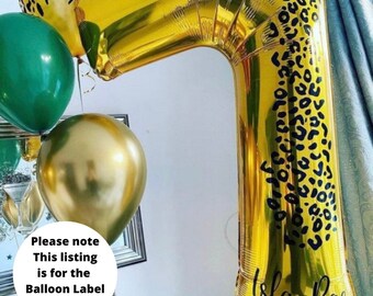 Personalised Leopard Print Number Balloon Stickers: DIY Safari Theme Vinyl Labels