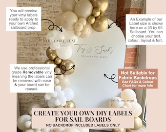 Create Your Own Engagement Party Sailboard Labels: DIY Arch Backdrop Sticker, Event Signage Vinyl Decal