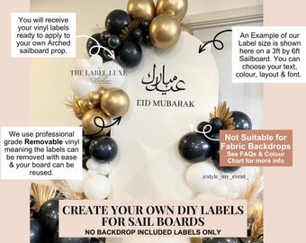 Eid Mubarak DIY Sailboard Labels: Arch Backdrop Sticker, Event Signage Vinyl Decal