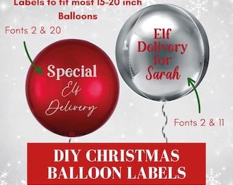 Personalised Christmas Balloon Decal: DIY Vinyl Label Sticker (Fits 15-20" Balloons)